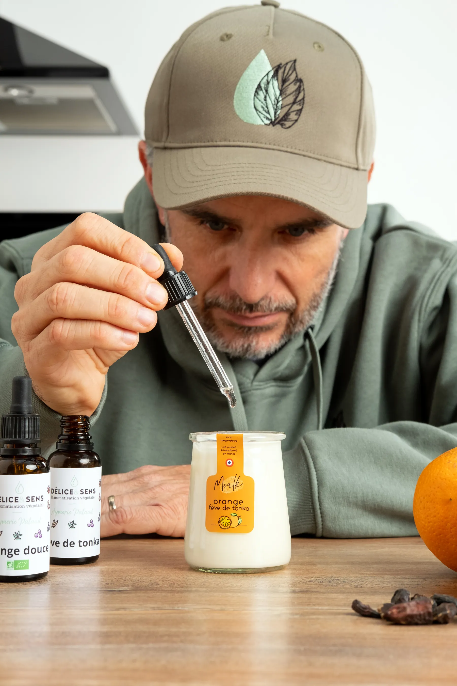 Yaourt orange et fève de tonka, dosage à la pipette
